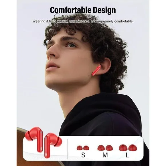 Wireless Earbuds, Bluetooth 5.4 Headphones Bass Stereo with Noise Cancelling Mic